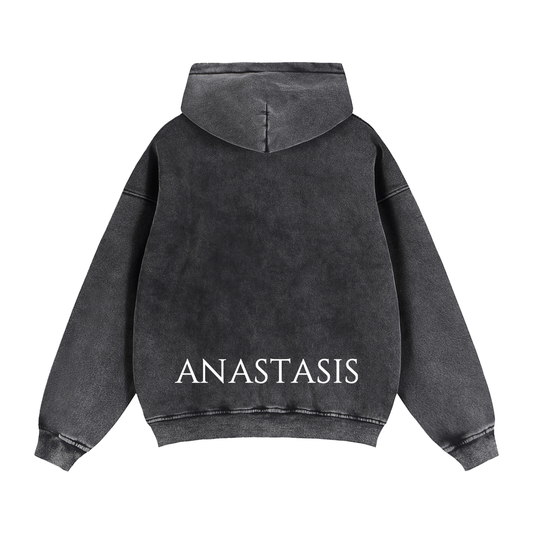 Zip-Through Black Faded ANASTASIS Fleece Hoodie