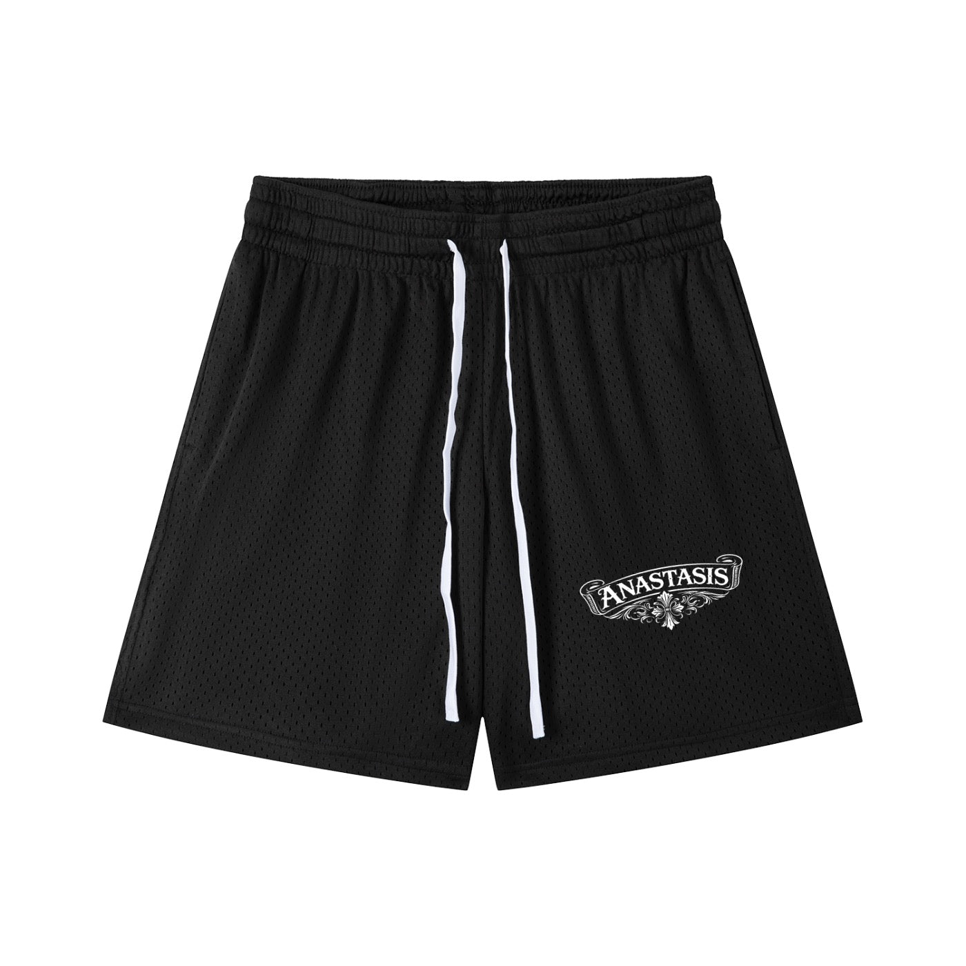 Black Mesh Drawstring Shorts